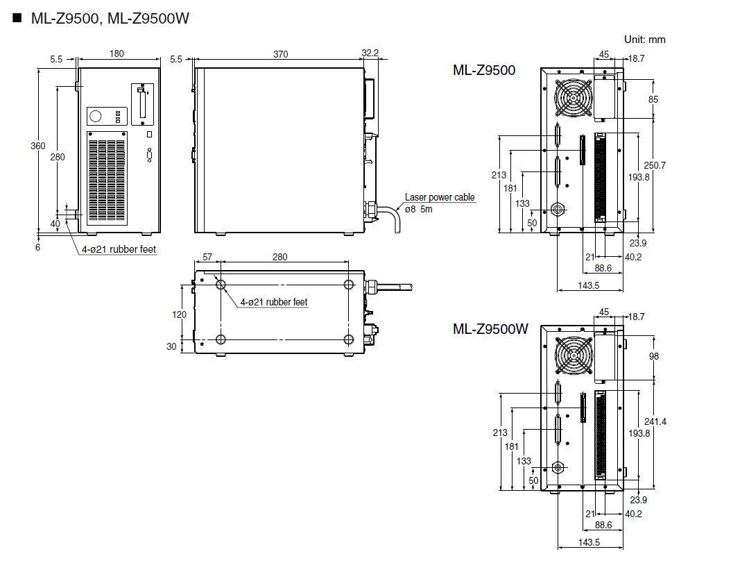 ML-Z9500(W) Dimension